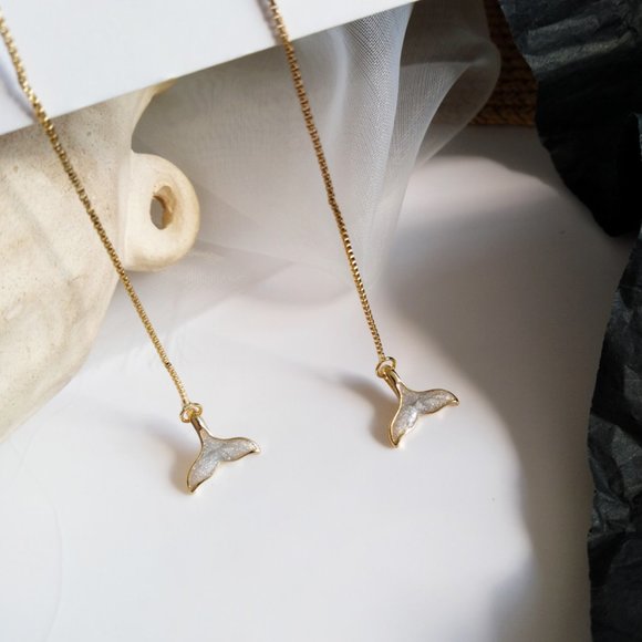 💙Mermaid Tail wire String Earrings - Picture 2 of 10